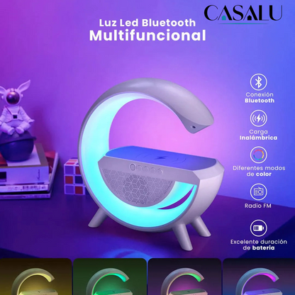 Cargador inalámbrico con parlante y lampara 3 en 1